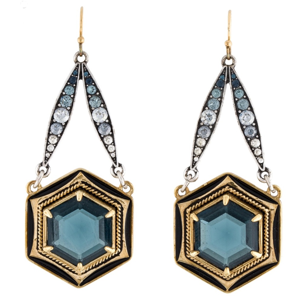 Lulu Frost Crystal and Enamel Hexagon drop earrings